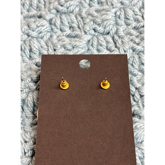 Chain Dangle Earrings Goldtone Dark Pink Enamel 1.5 inches - Picture 2 of 3